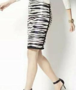 Skirt Zebra Print Black White Navy Career Office Nwot