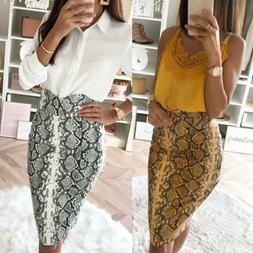 Skirt Stretchy Bodycon Snake Skin Print Skirt