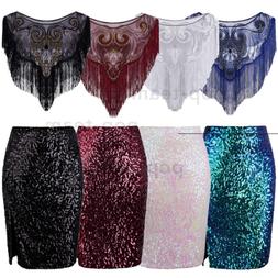 Skirt Bodycon Stretch Sequin Midi Skirt Sparkle Party